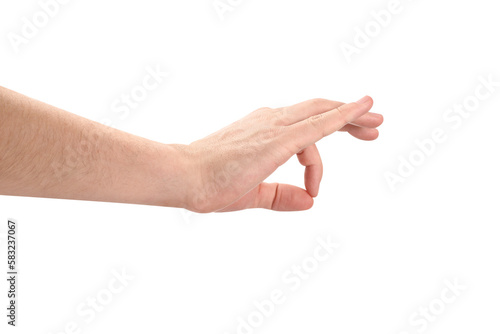 Tableau sur toile Male hand holding something, cut out