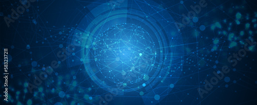 Quantum processing. Deep learning artificial intelligence. Future new technology  for business or science presentation