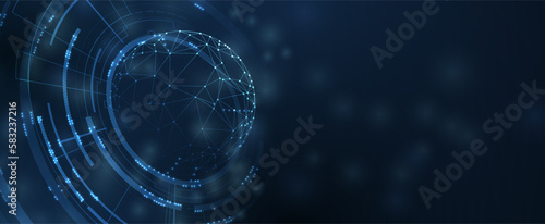 Quantum processing. Deep learning artificial intelligence. Future new technology  for business or science presentation