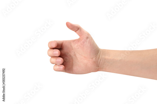 Obraz na plátně Male hand holding something, cut out