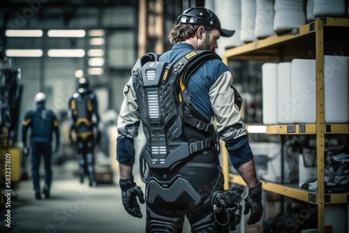 Exoskeletons are devices that allow workers to get most efficiency on work, generative ai photo