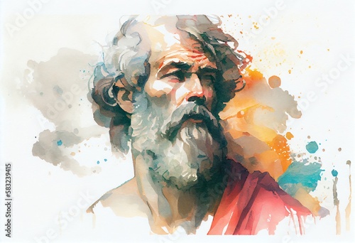 Watercolor Illustration of a Saint Paul Apostle Portrait. Color Illustration. Generative AI