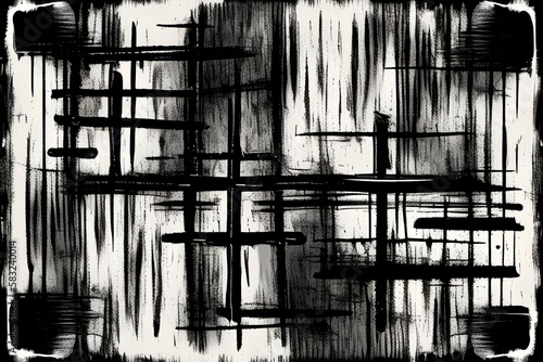 Irregular cross-hatching strokes on the canvas. Oily, acrylic paint texture set. Abstract grungy backgrounds - generative ai