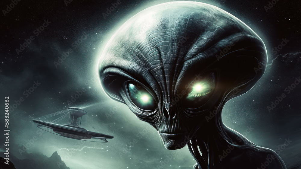 Alien portrait created with generative AI technology Alien portrait created with generative AI technology