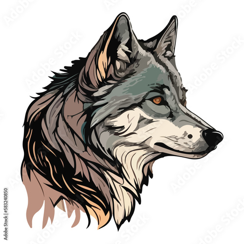 Wolf Flat Icon Isolated On White Background