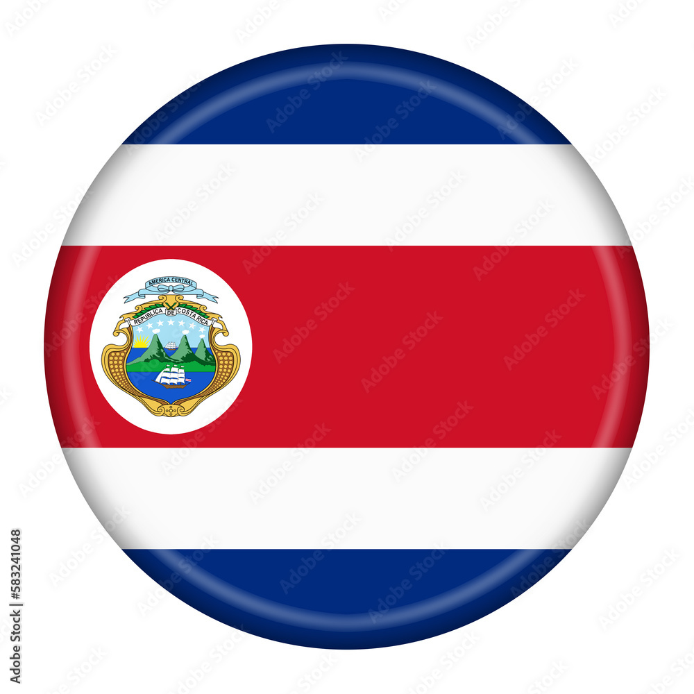 Fototapeta premium Costa Rica flag button 3d illustration with clipping path