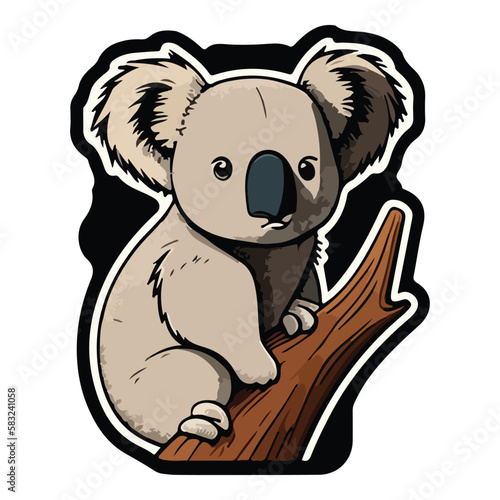 Canvas Print Koala Flat Icon Isolated On White Background