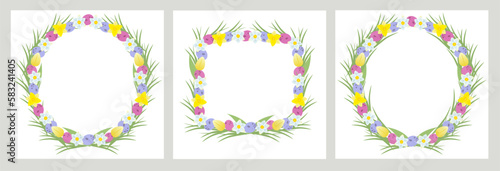 Easter flowers and eggs frame