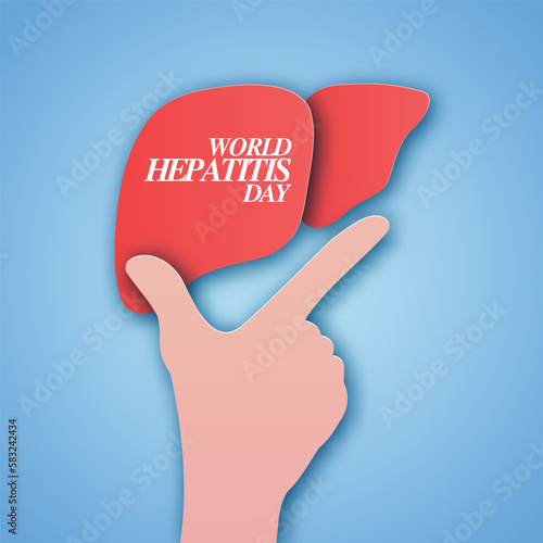 World Hepatitis Day Design. Hand and Liver Concept Illustration. paper cut style