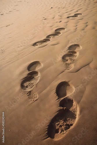 Traces de pas dans le sable.