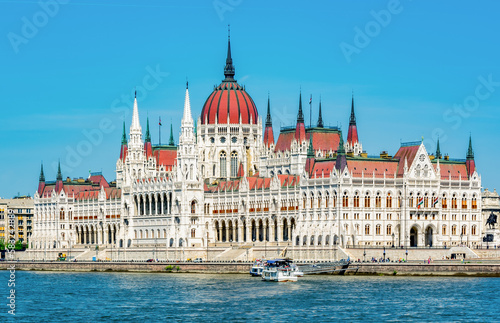 Parliament of Hungary building and Danube river in Budapest