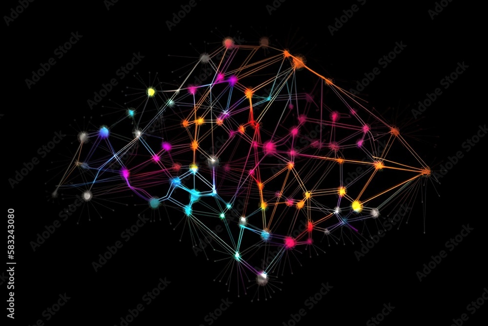 Fototapeta premium Une représentation abstraite minimaliste d'un réseau de neurones aux couleurs vives.