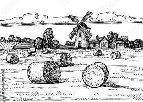 Haystack field and mill.