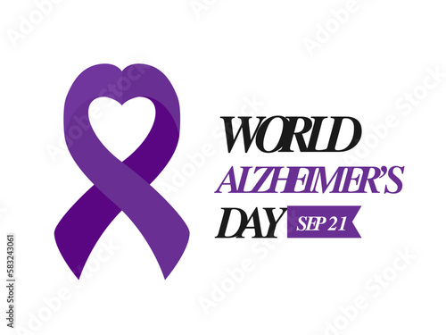 World Alzheimer's Day Concept Design. Alzheimer awareness illustration wirh purple ribbon