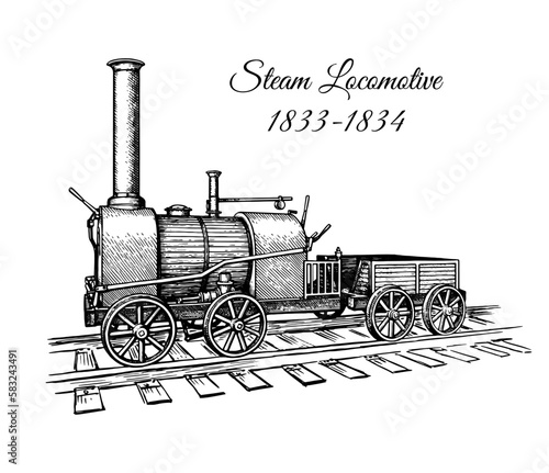 Steam locomotive ink sketch.