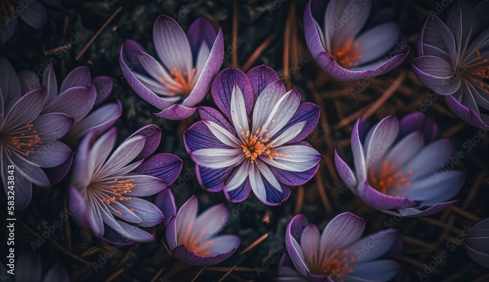 Purple Flowers, Spring Top Down Purple Flowers, Spring Top Down