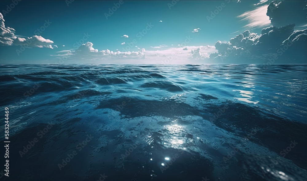 a view of the ocean from the surface of the water, with the sun shining through the clouds and the sun reflecting on the water. generative ai a view of the ocean from the surface of the water, with the sun shining through the clouds and the sun reflecting on the water. generative ai