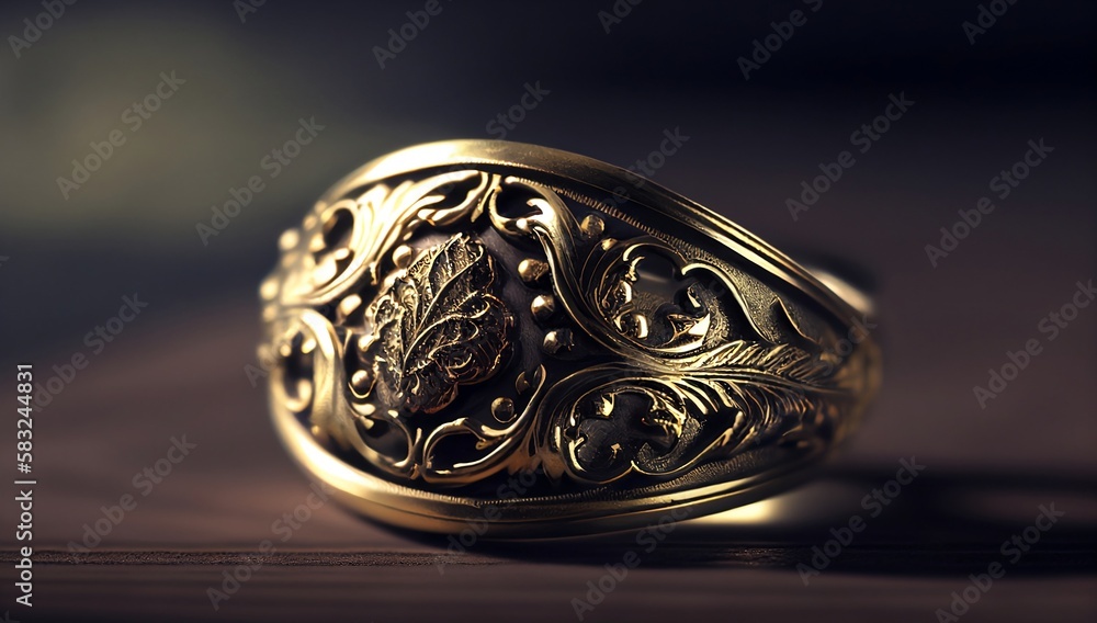 Awesome expensive luxury napoleonic era ring, close-up shot. AI generated. Awesome expensive luxury napoleonic era ring, close-up shot. AI generated.