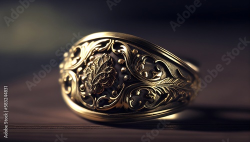 Awesome expensive luxury napoleonic era ring, close-up shot. AI generated.
