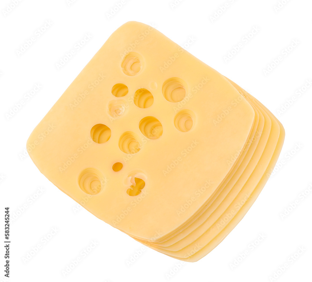 Cheese slices, transparent background, close-up