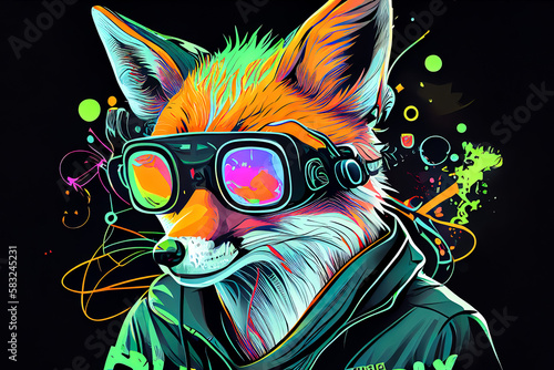 Obraz na płótnie Loga fox hipster. Generative AI, Generative, AI
