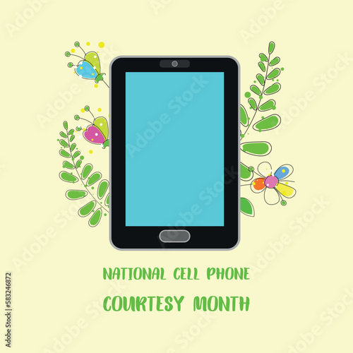 national cell phone courtesy month . Design suitable for greeting card poster and banner