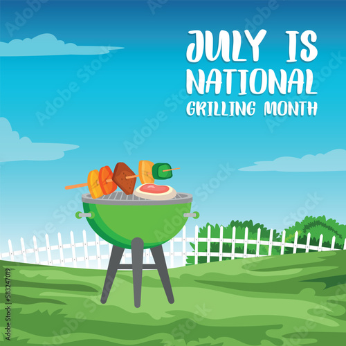 National Grilling Month. Design suitable for greeting card poster and banner