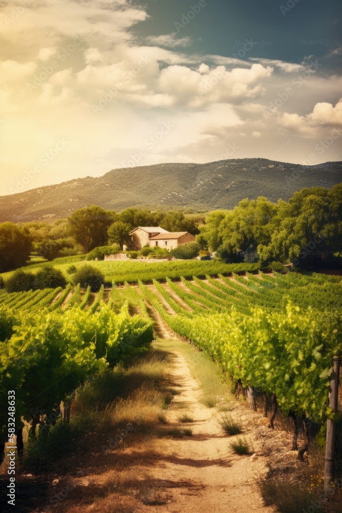 Vineyard in south. Incredibly beautiful and romantic France. Generative AI