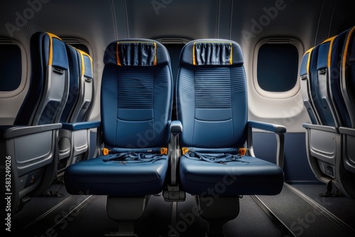 Passenger aircraft seating. AI generated