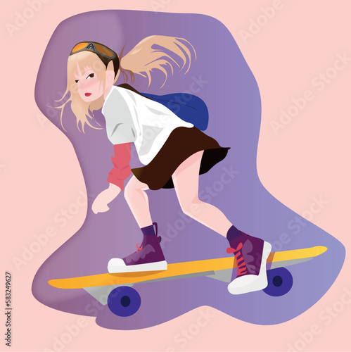 CHICA RUBIA CON ESTILO HACIENDO SKATE EN PATINETA