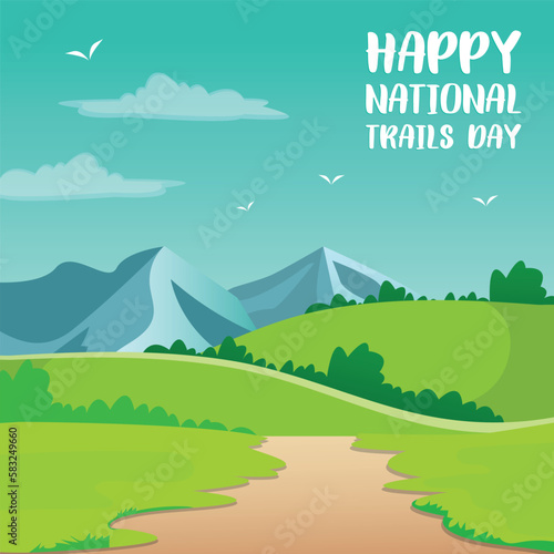 National Trails Day. Design suitable for greeting card poster and banner