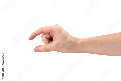 Hand holding or showing something small, cut out