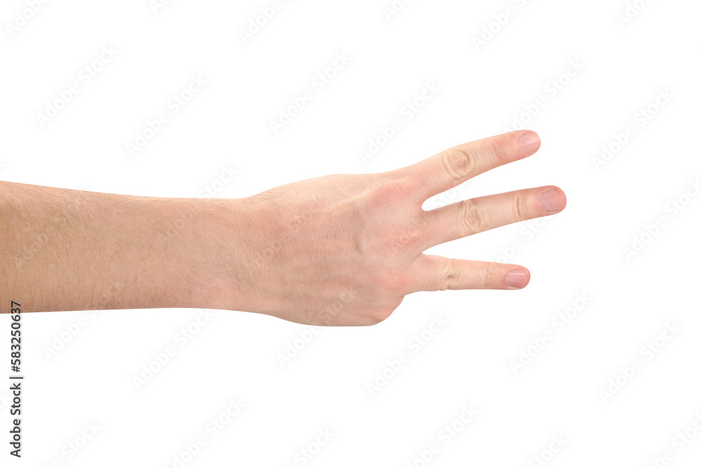 Hand showing three fingers, cut out Hand showing three fingers, cut out