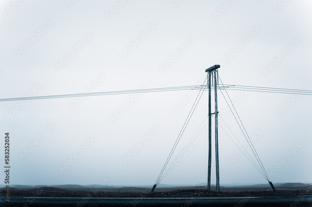 Fototapeta premium High voltage electric poles located in countryside