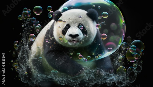 cute animal assambled the bubble