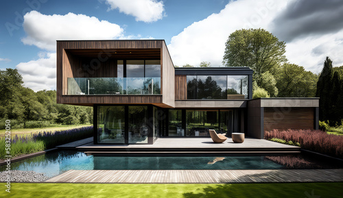 Ultra-modern minimalistic style home design. Generative AI