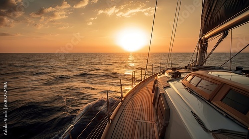 Luxury yacht sailing on aegean sea