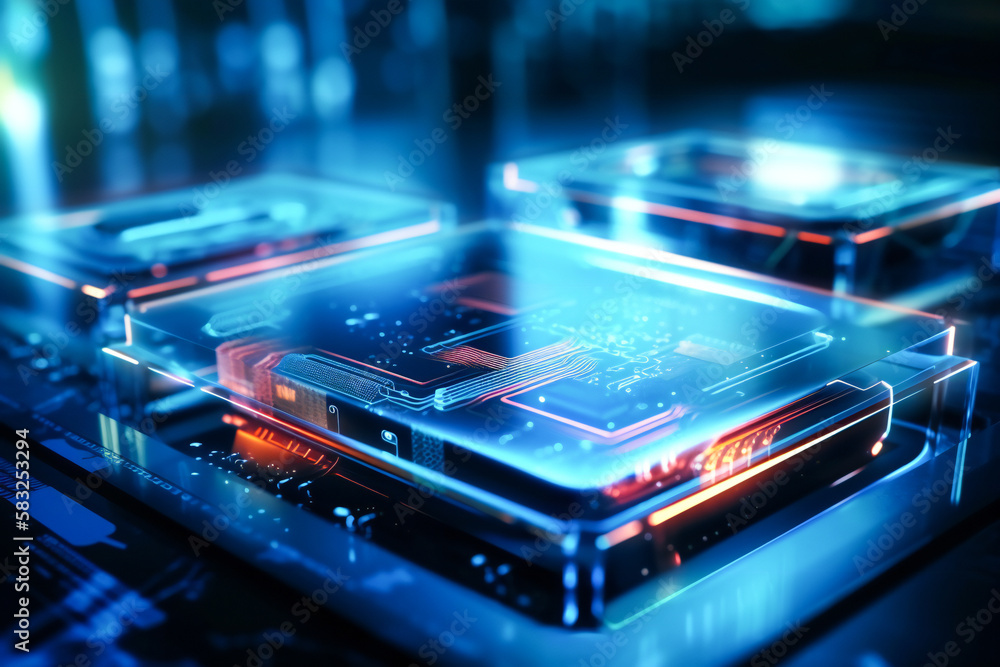 Generic information technology, computer architecture or artificial intelligence abstract concept illustration. Created with Generative AI technology. Generic information technology, computer architecture or artificial intelligence abstract concept illustration. Created with Generative AI technology.