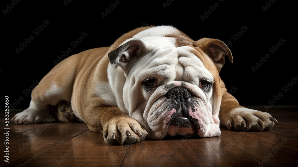 A chunky bulldog rolling over for a belly rub Generative AI A chunky bulldog rolling over for a belly rub Generative AI