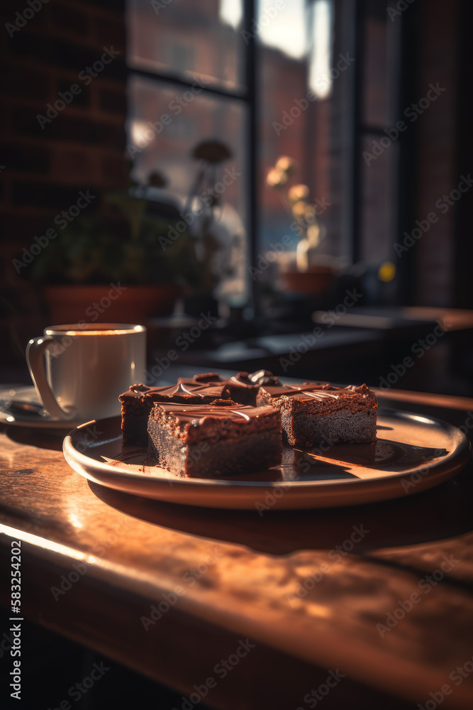 Brownies at Cosy Coffee Shop, AI Generative