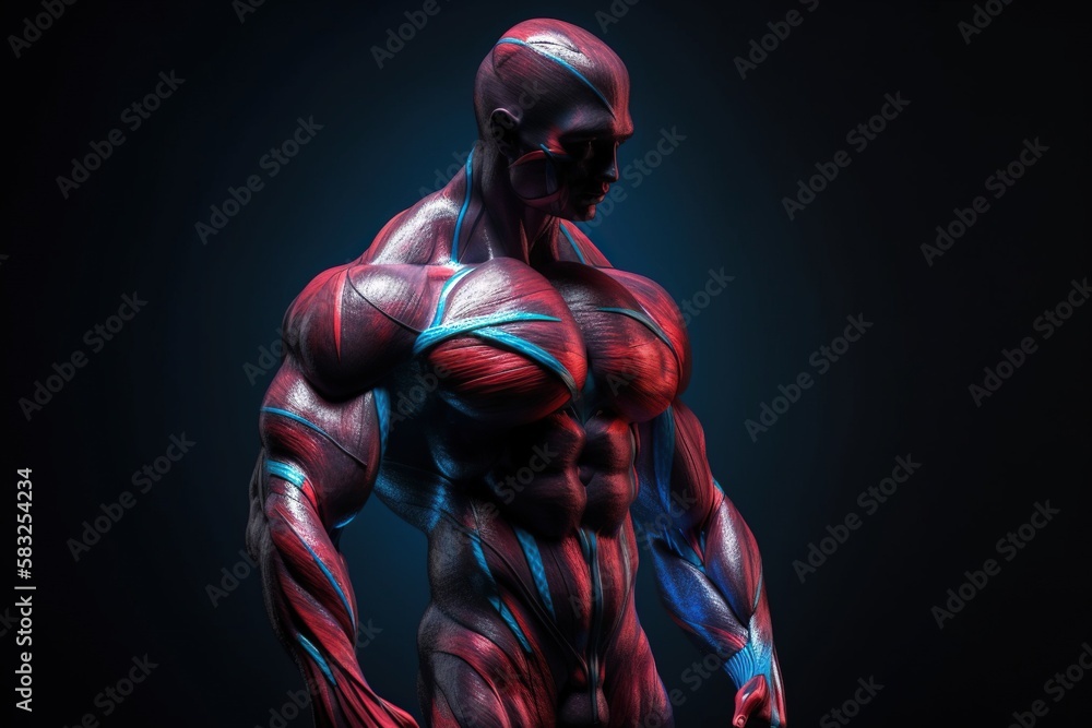 Human Anatomy: Powerful Muscles in Motion. Generative AI. Human Anatomy: Powerful Muscles in Motion. Generative AI.