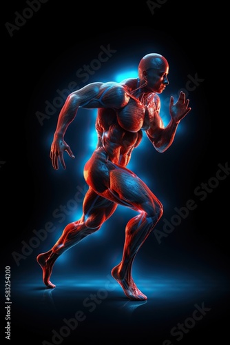 Human Anatomy: Powerful Muscles in Motion. Generative AI. © Henry Letham