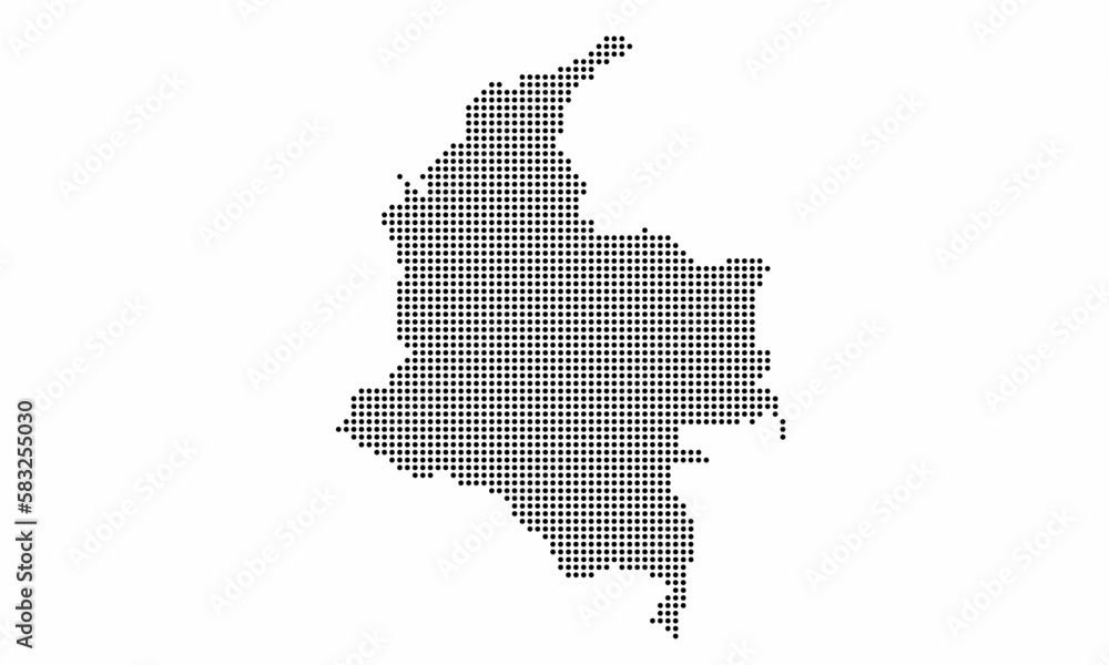 Colombia dotted map with grunge texture in dot style. Abstract vector illustration of a country map with halftone effect for infographic. 