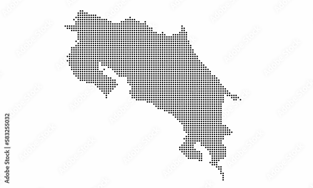 Costa Rica dotted map with grunge texture in dot style. Abstract vector illustration of a country map with halftone effect for infographic. 