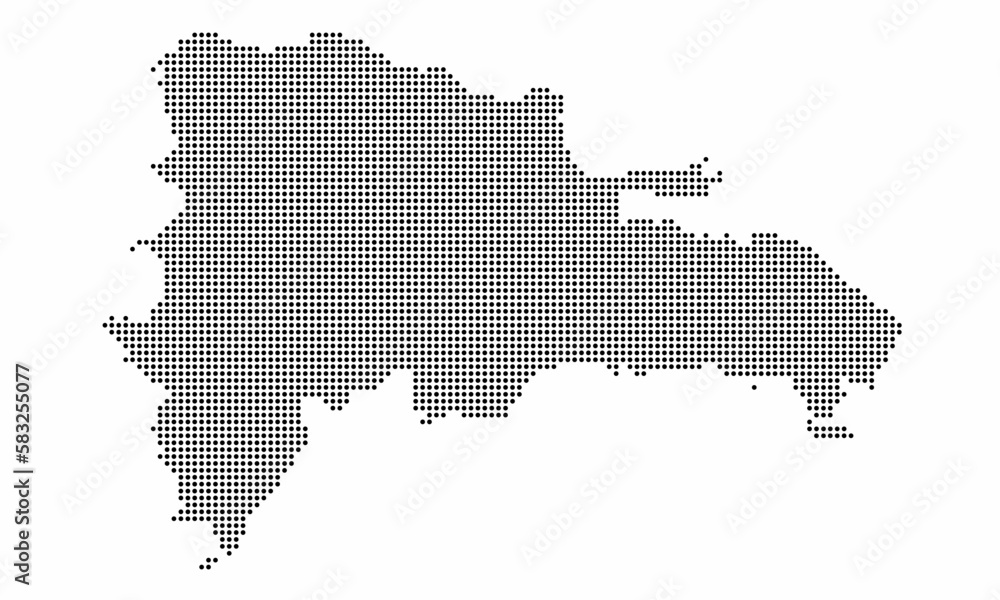 Dominican Republic dotted map with grunge texture in dot style. Abstract vector illustration of a country map with halftone effect for infographic. 