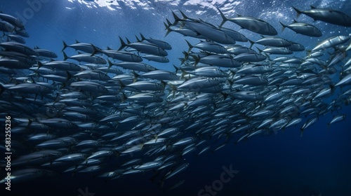 A school of shimmering sardines moving in unison Generative AI