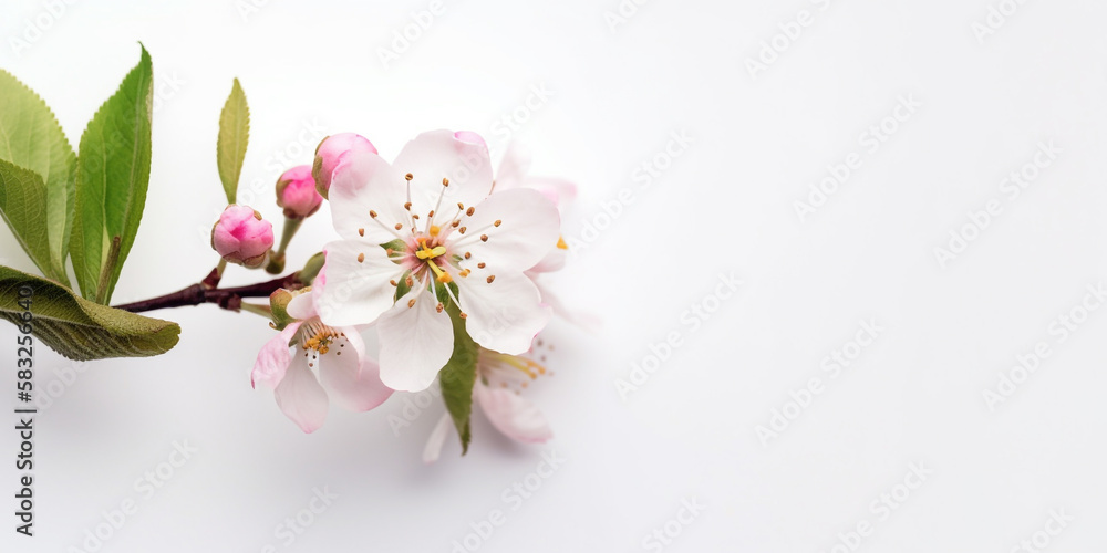 Obraz premium The Perfect Balance of Grace and Elegance: Japanese Cherry Blossoms. AI Generated Art. Whitespace, Wallpaper, Background. Beauty Concept. Timeless.
