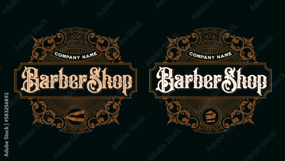 Set of Vector Vintage Barbershop Logos