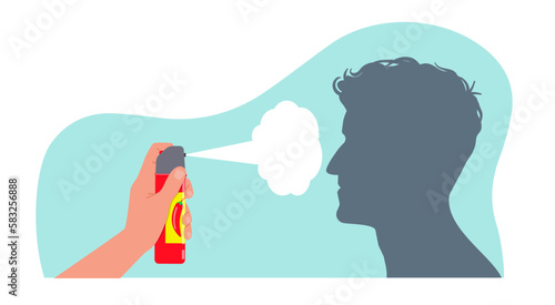 Pepper spray as means of self defense. safety equipment, personal security, tear-gas sign. Tolls for arming against bandits and hooligans. Cartoon flat illustration. Vector concept