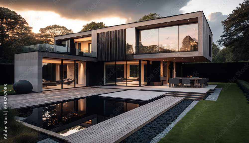 Ultra-modern minimalistic style home design. Generative AI Ultra-modern minimalistic style home design. Generative AI